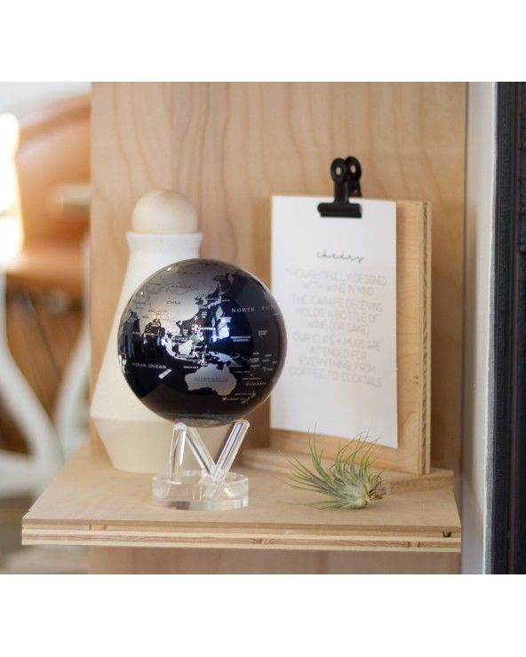 Mova globe 4.5 in - Silver and black map with acrylic base