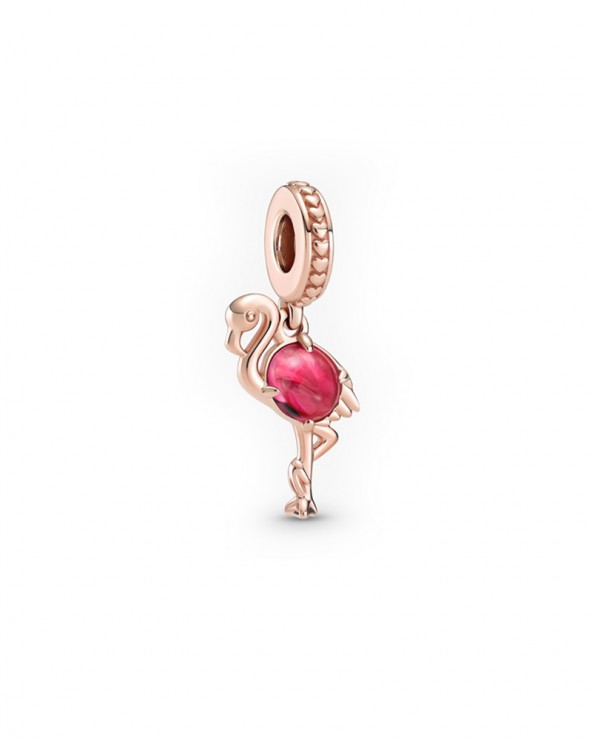  Charm pendente Fenicottero in vetro di Murano rosa