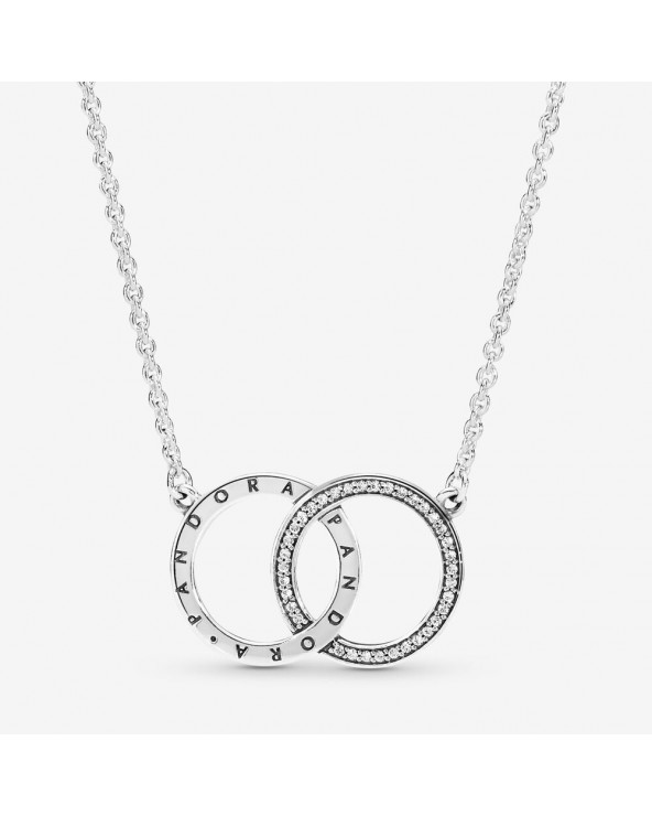 Entwined Circles Pandora Logo & Sparkle Collier Necklace