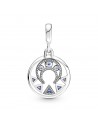 Moon and rays sterling silver medallion with stellar blue