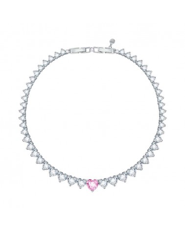 Collana Diamond Heart Argento, Bianco e Roso 38.5 cm