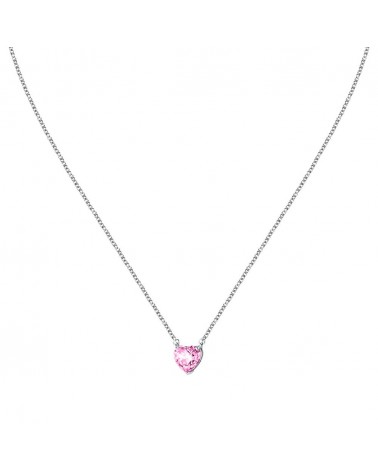 Collana Diamond Heart Argento e Rosa 38 cm