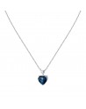 Collana Diamond Heart Argento, Bianco e Blu 38 cm