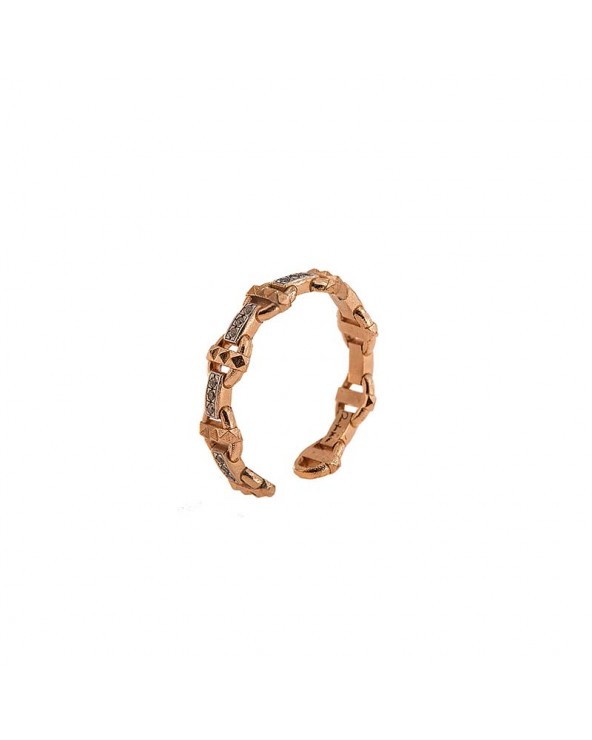 Ring With Marine Links and Studs in rose gold plated Silver