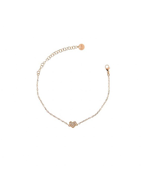 Bracelet Chain and Heart Zircons in rose gold plated Silver