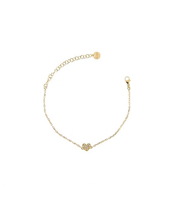 Bracelet Chain and Heart Zircons in yellow gold plated Silver
