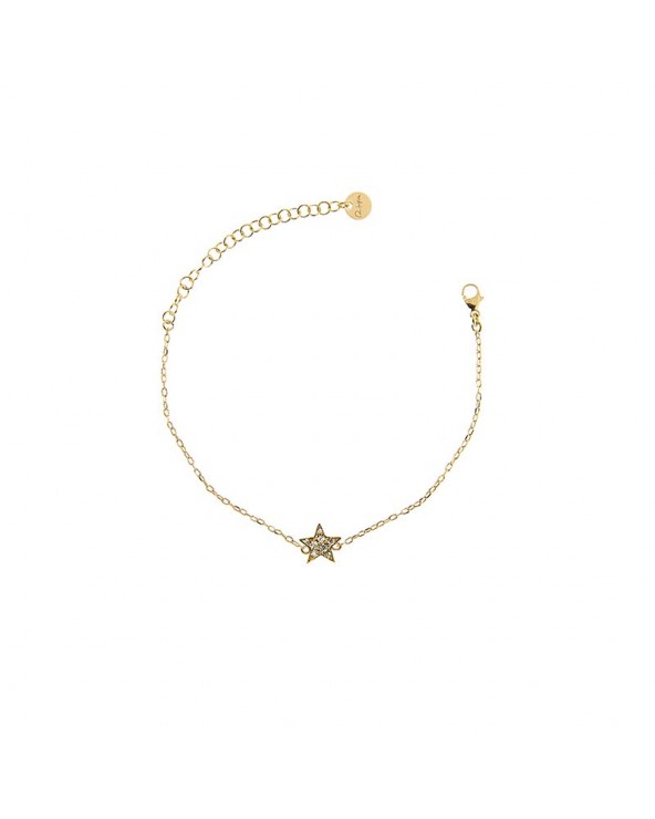 Bracelet Chain and Star Zircons in yellow gold plated Silver