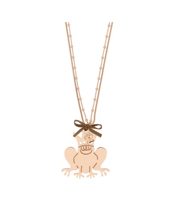 Double Chain Necklace With Frog and Little Bell
