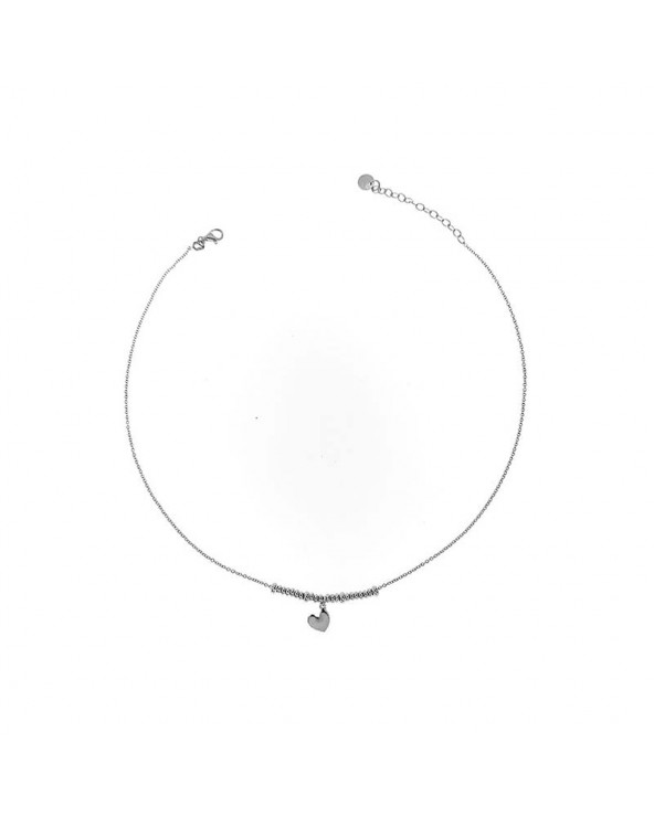 Choker Subject Cuore in rhodium plated Silver