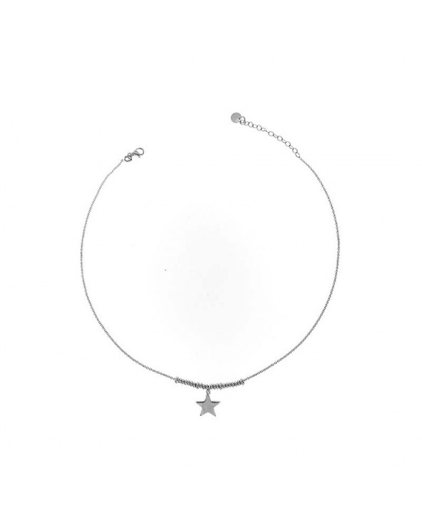 Choker Subject Star in rhodium plated Silver
