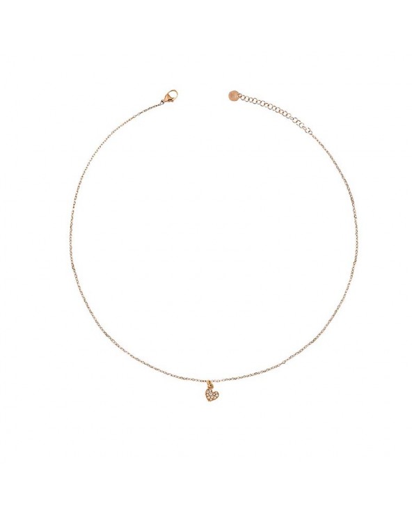 Choker Chain and Heart Zircons in rose gold plated Silver