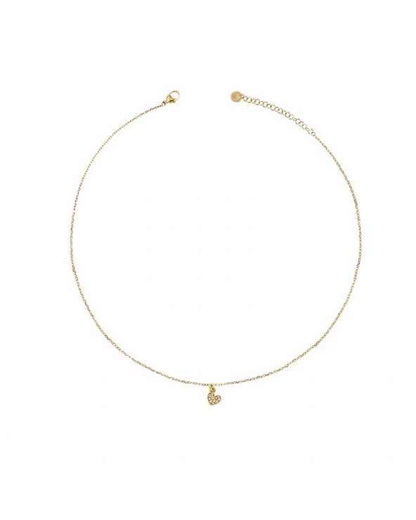 Choker Chain and Heart Zircons in yellow gold plated Silver