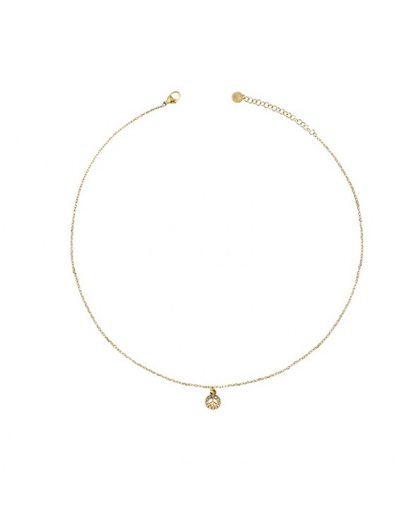 Choker Chain and Peace Zircons in yellow gold plated Silver