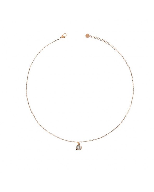 Choker Chain and Clover Zircons in rose gold plated Silver