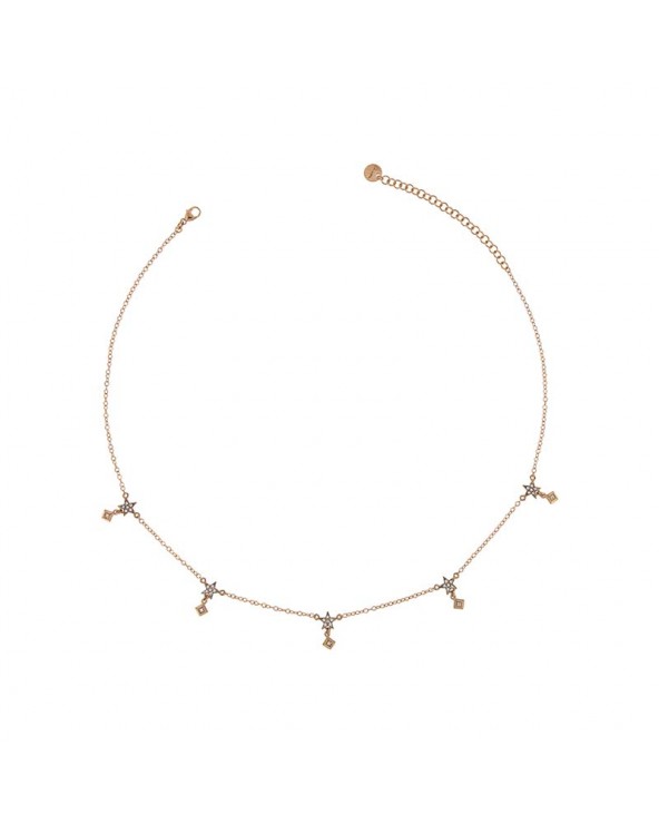 Choker With 5 Stars and Studs in rose gold plated Silver