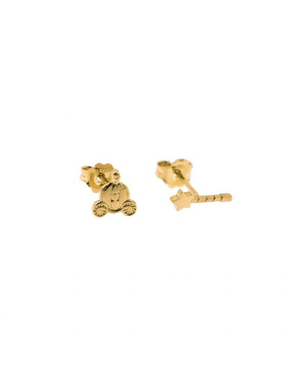 Stud Earrings Carriage/Wand in yellow gold plated Silver