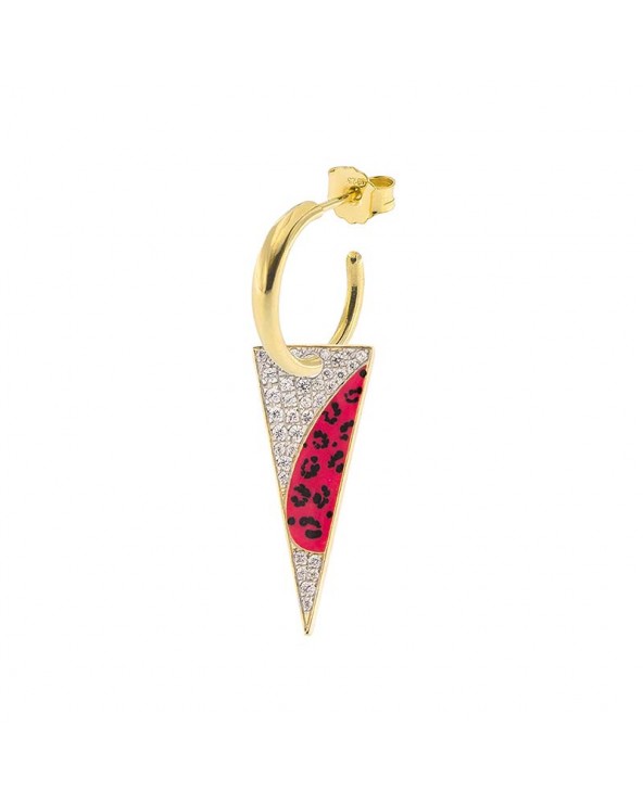 Single Earring With Small Hoop and Spike - Leopard Print