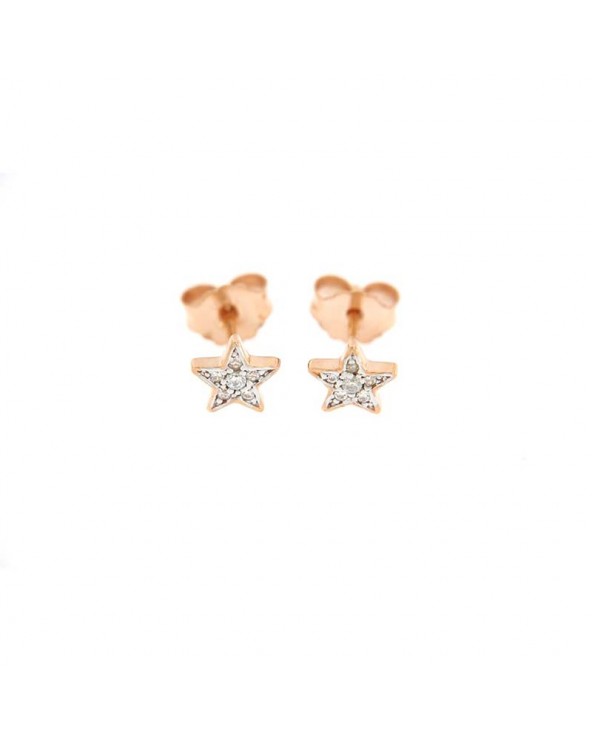 Stud Earrings Micro Zirconia Star in rose gold plated Silver