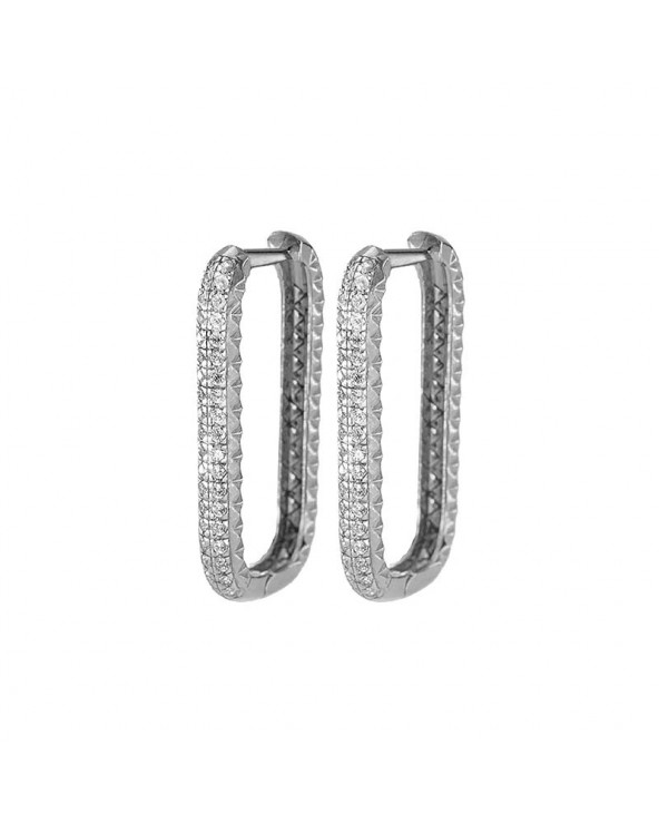 Earrings Bold Rectangular Shape in rhodium plated Silver