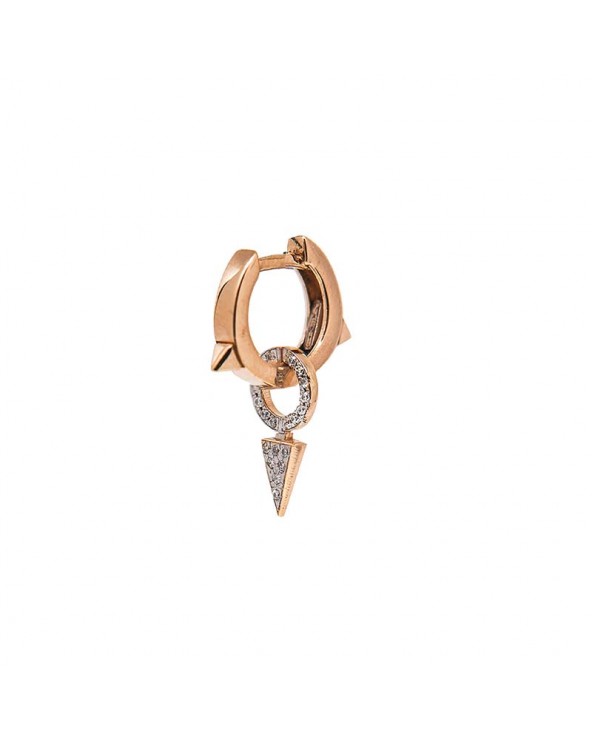 Single Earring Circle and Triangle in rose gold plated Silver
