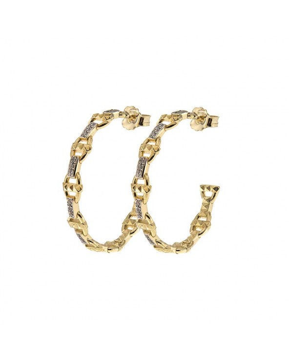 Pair Of Hoops - Marine Link and Studs in yellow gold plated