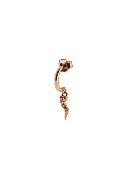Single Earring Mini Hoop Horn in rose gold plated Silver