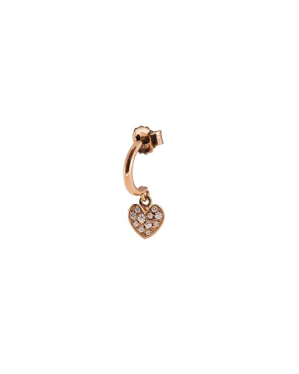 Single Earring Mini Hoop Heart in rose gold plated Silver