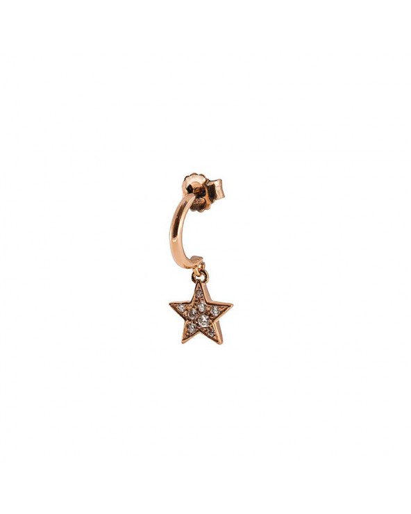 Single Earring Mini Hoop Star in rose gold plated Silver