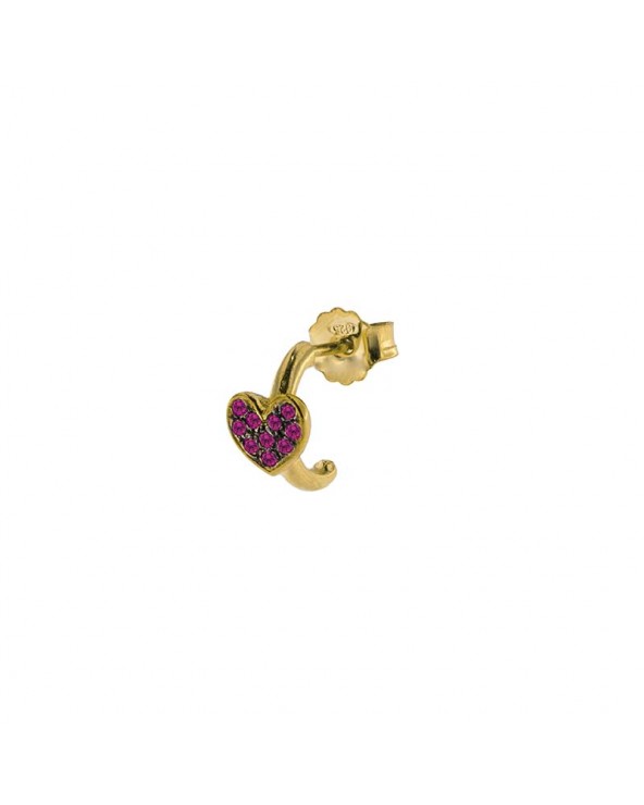 Mono Earring Diameter 1 With Subject - Heart in yellow gold