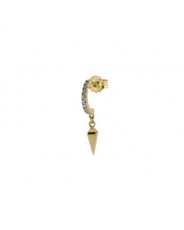 Mono Earring With Subject and White Zircon - Lance in yellow