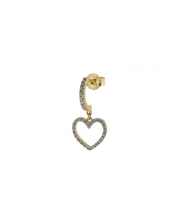 Mono Earring With Subject and White Zircon - Heart in yellow