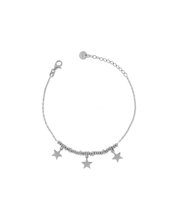Bracelet With Three Stars and Micro Circles in rhodium plated