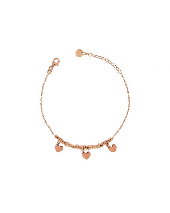 Bracelet With Three Hearts and Micro Circles in rose gold
