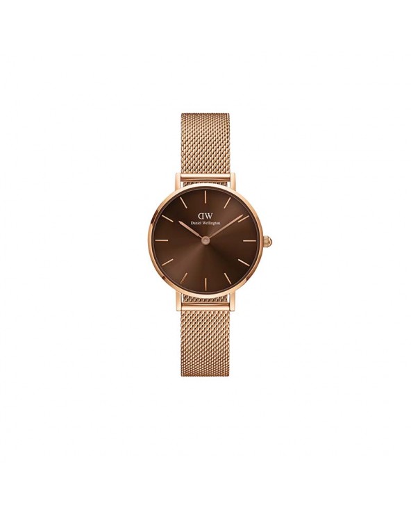 Petite Colored Amber 28 mm Rose Gold and Brown Watch
