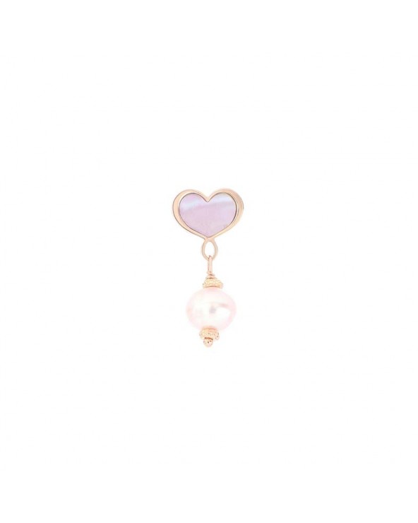 Rose Pearl Earring With Pink Maman Heart