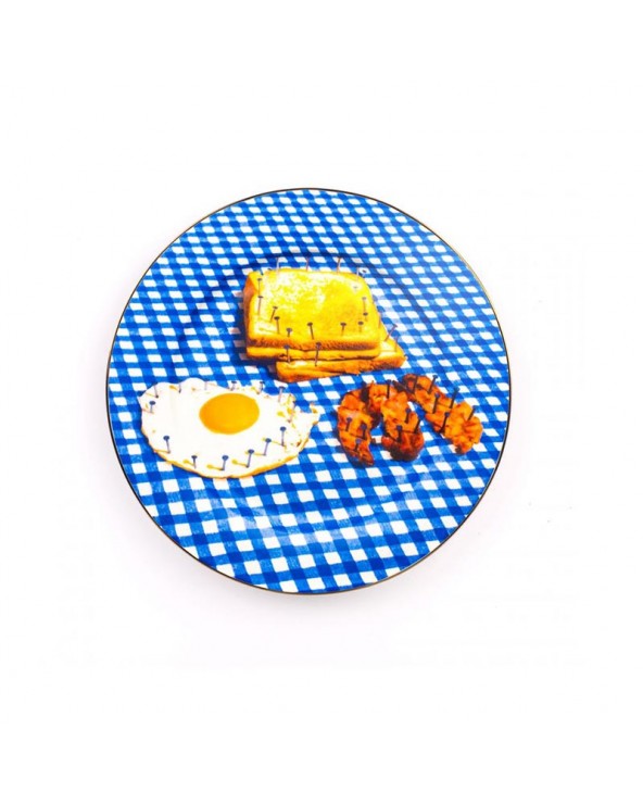 Porcelain Plate Breakfast Gold Border