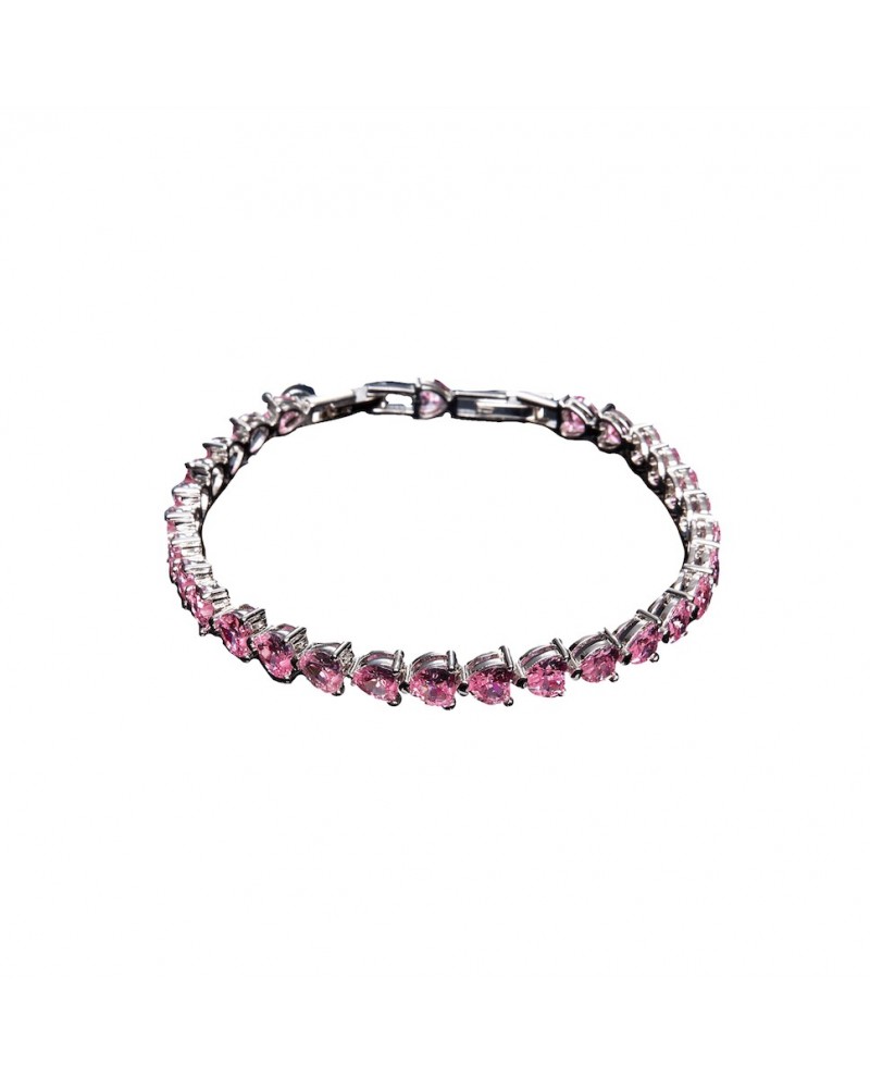 Infinity Love Horizontal Fairytale Bracelet Silver and Pink 175 mm
