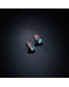 Multi Shape Blue/Pink Crystals Princess Rainbow Earrings