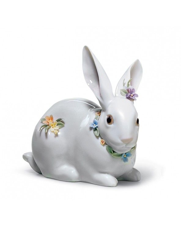 Figurina Coniglio con fiori