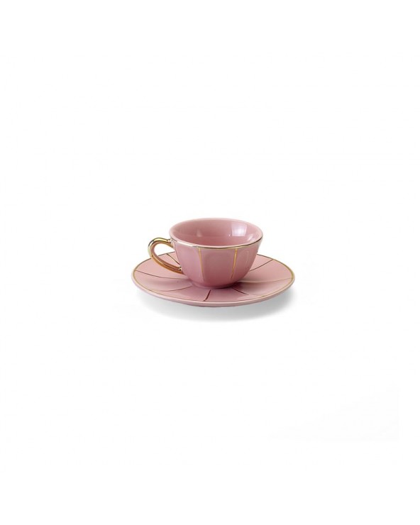 Tazza Caffè C/Piatto
 Vintage rosa Dettagli oro