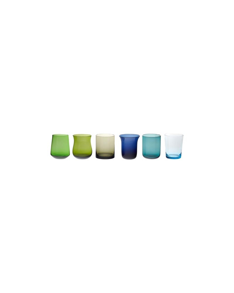 Set 6 Liquorini Forme Assortite
 Nuances Blu/Verde