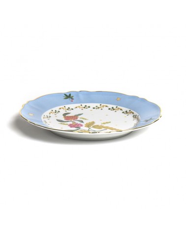 Dinner Plate Floral Decal Gold Rim