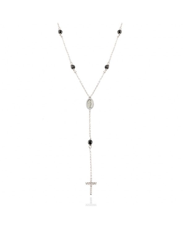 Collana croce rosario con zirconi