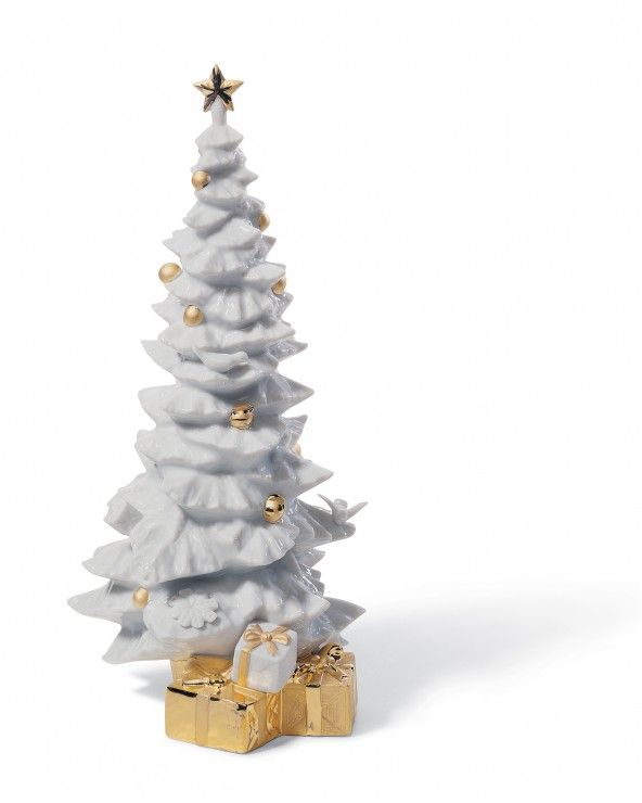 Figurina Albero di Natale con regali. Lustro oro