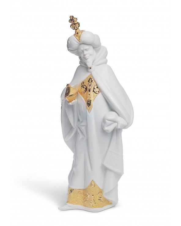 Figurina Natività re Baldassarre. Lustro oro