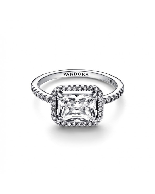 Pandora Rectangular Sparkling Halo Ring