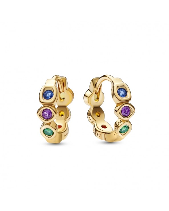 Pandora Marvel infinity 14k gold-plated hoops with colored