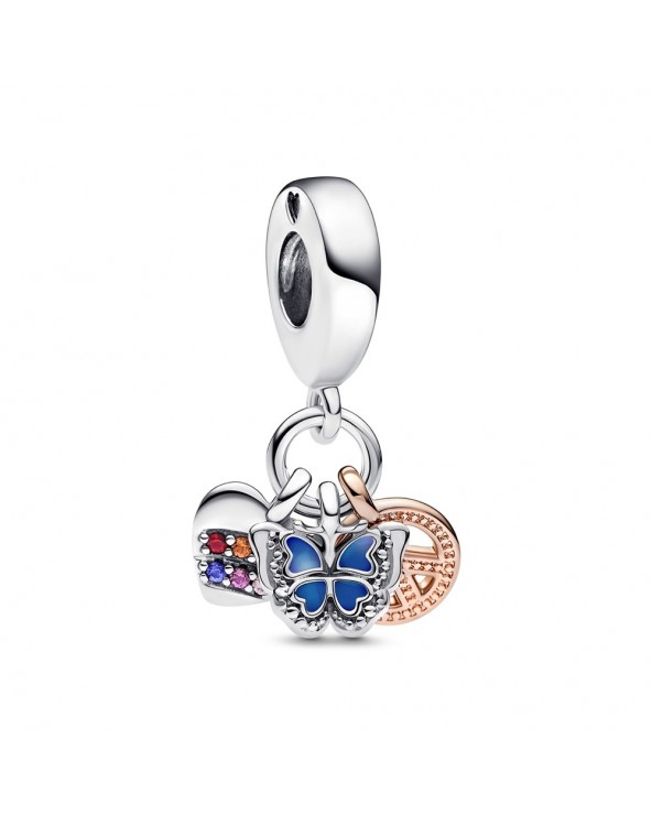 Pandora Butterfly heart peace sterling silver and 14k rose