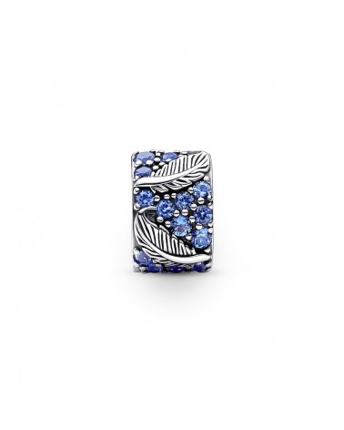 Pandora Feather sterling silver clip with night blue crystal