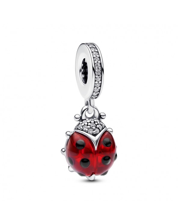 Pandora Ladybird sterling silver dangle with salsa red crystal